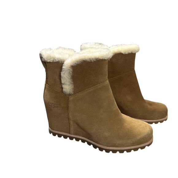 Ugg Seyline Wedge Suede Sheepskin Boots - Picture 1 of 11